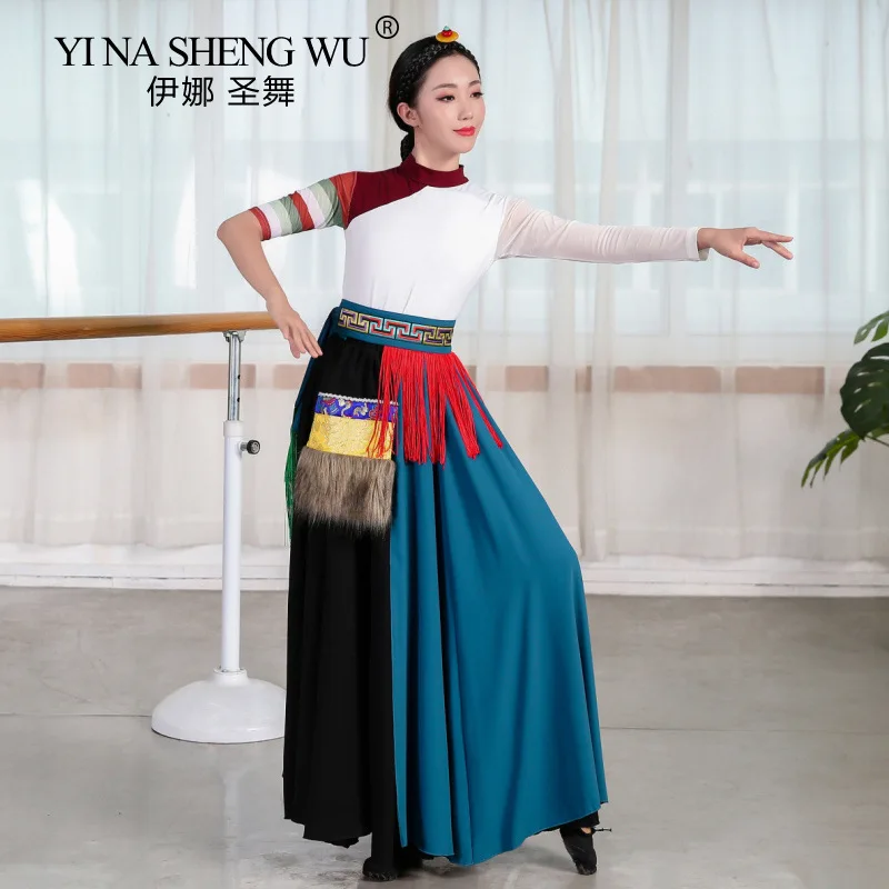 Chinese Traditional Costume Stage Dance Wear Folk Costumes Performance Festival Tibetan Outfit Long Skirts for Women Dancing New