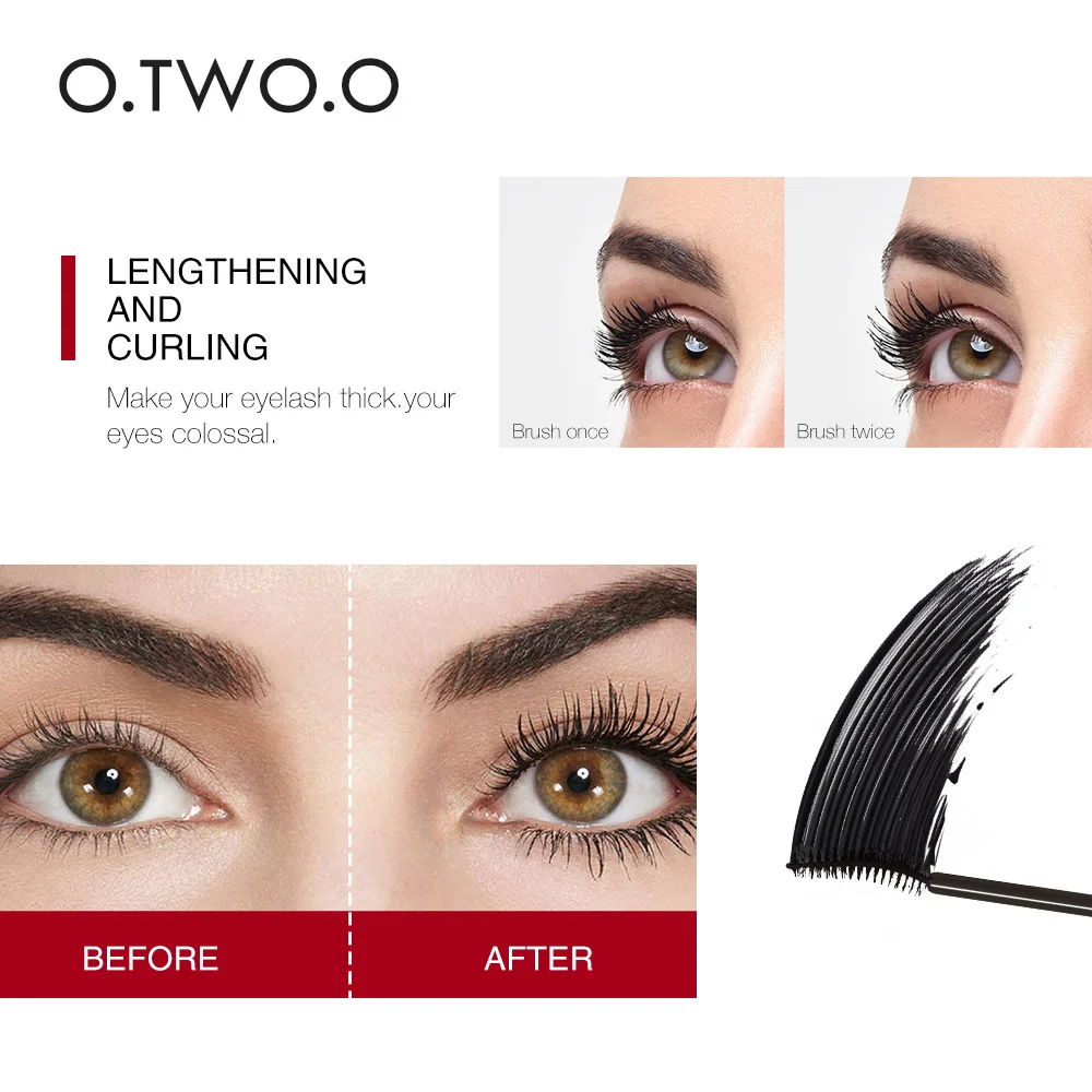 O.TWO.O Super Volume Mascara Lengthening Waterproof Curling Mascara 4D Silk Fiber Eyelashes Extension Eye Make up