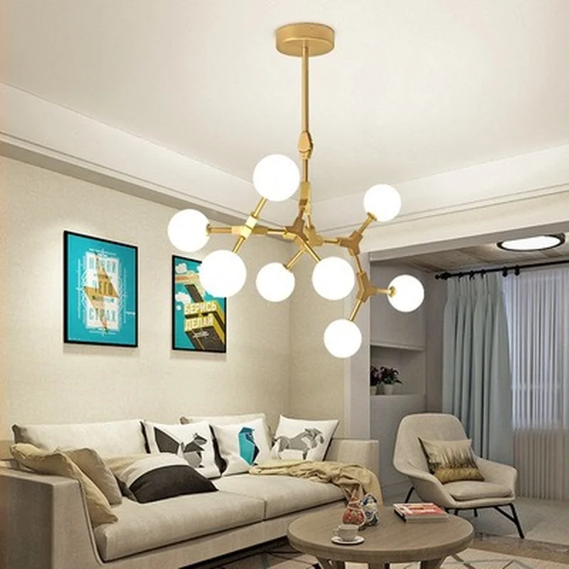 Magic Bean Pendant Lights Golden Iron Pendant Lamps Living Room Lamps American Art Restaurant Bar Bedroom Hang Lighting AC85-265