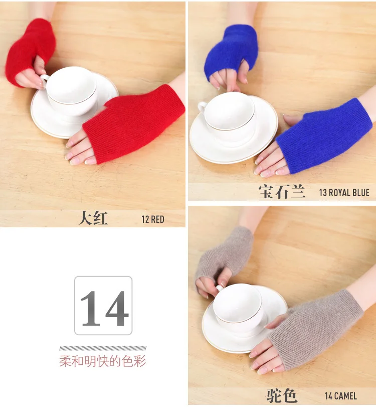 Nerz Kaschmir Herbst Winter Frauen Handschuhe Fingerlose Warme Waschbär Wolle Handschuh Handgelenk Länge Daumen Loch Handschuhe Koreanische Weibliche Schöne – Detail 18