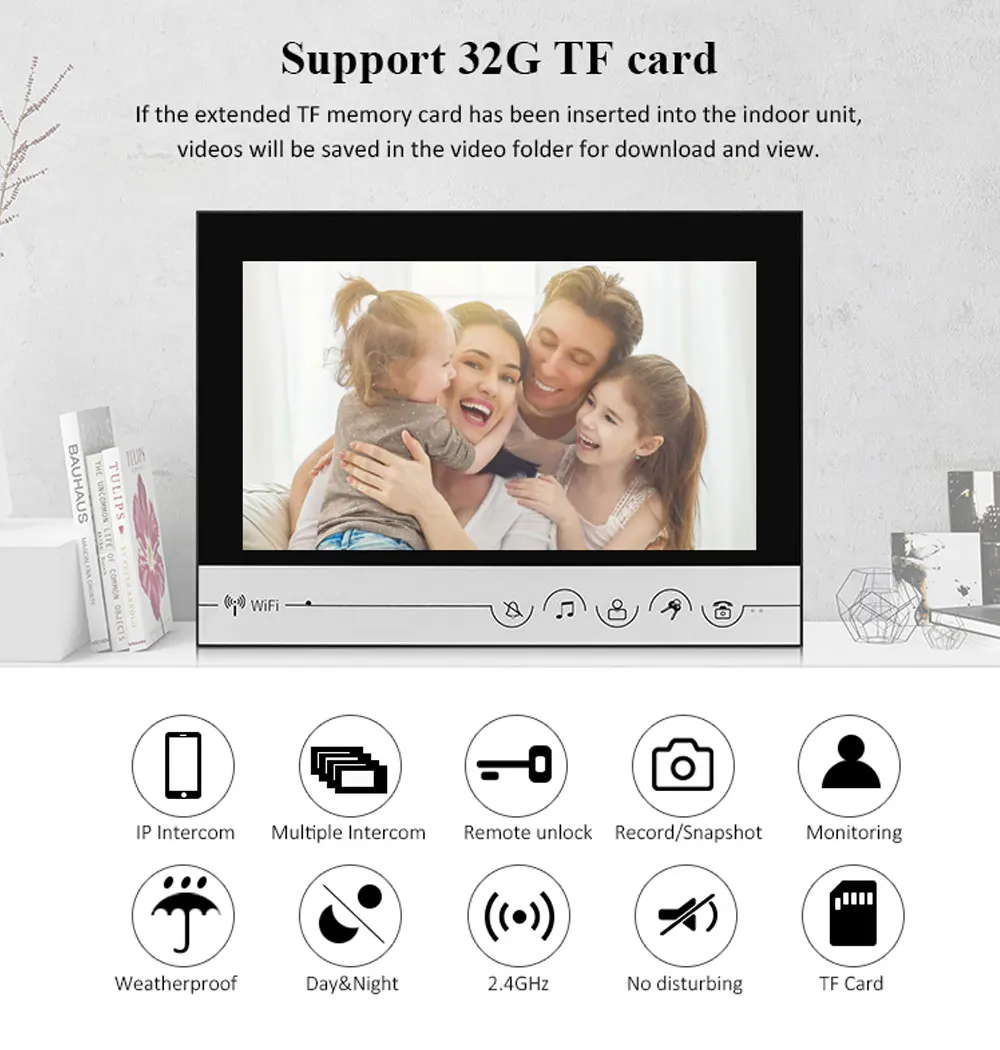 New 9 Inch Screen tuya app Wifi Smart 4 wire Video Door Phone Intercom System with/Password/Card Swipe Unlock +Electric Lock