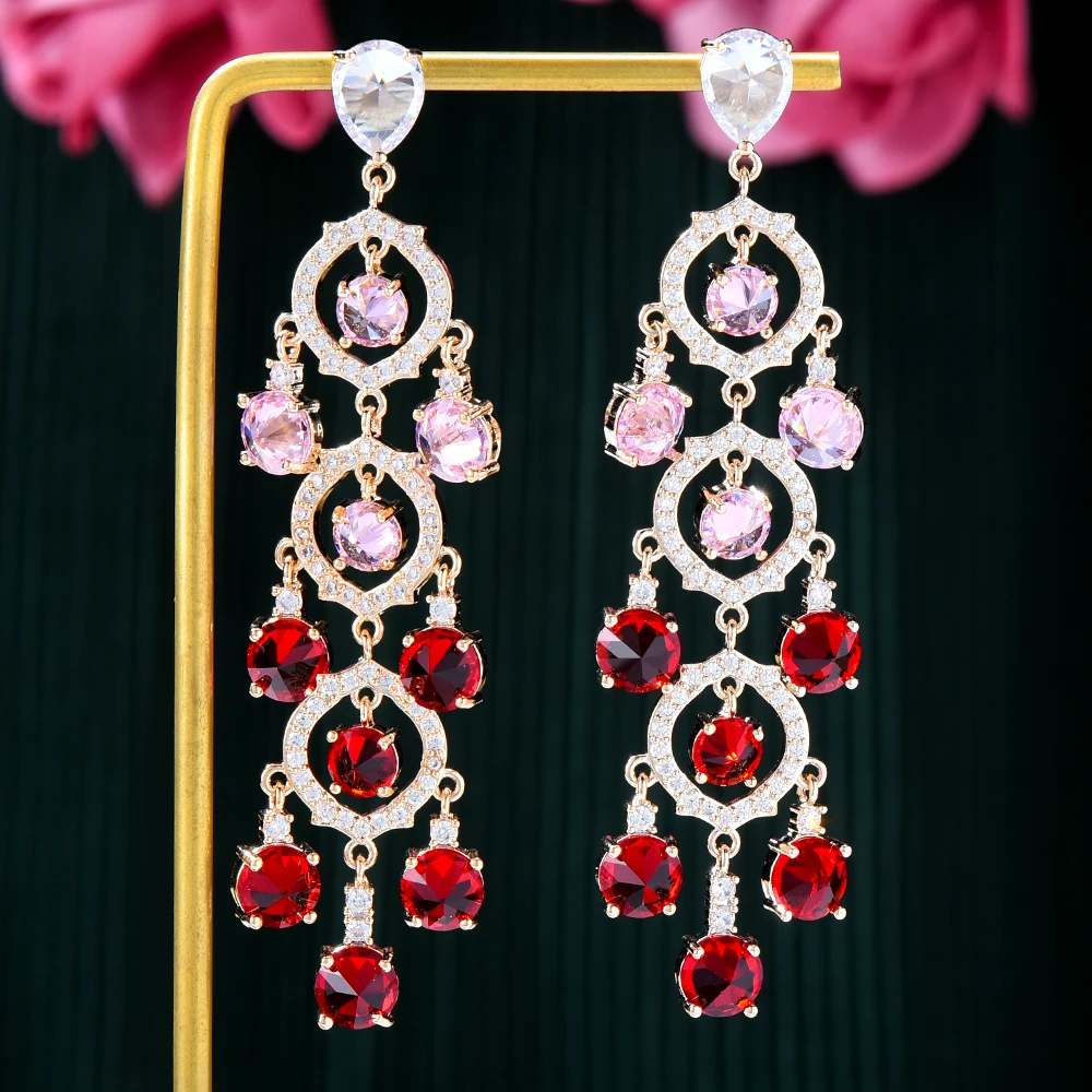 

Soramoore Fashion street style Trendy Drop Earrings For Women Wedding Party Cubic Zircon Dubai Bridal Earring boucle d'oreille