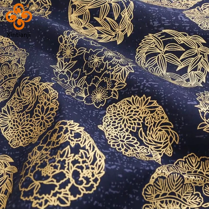 Navy Cotton Fabric By Half Yards Japanese Sewing Fabric For DIY Kimono Handicraft Materials For Children TJ1023