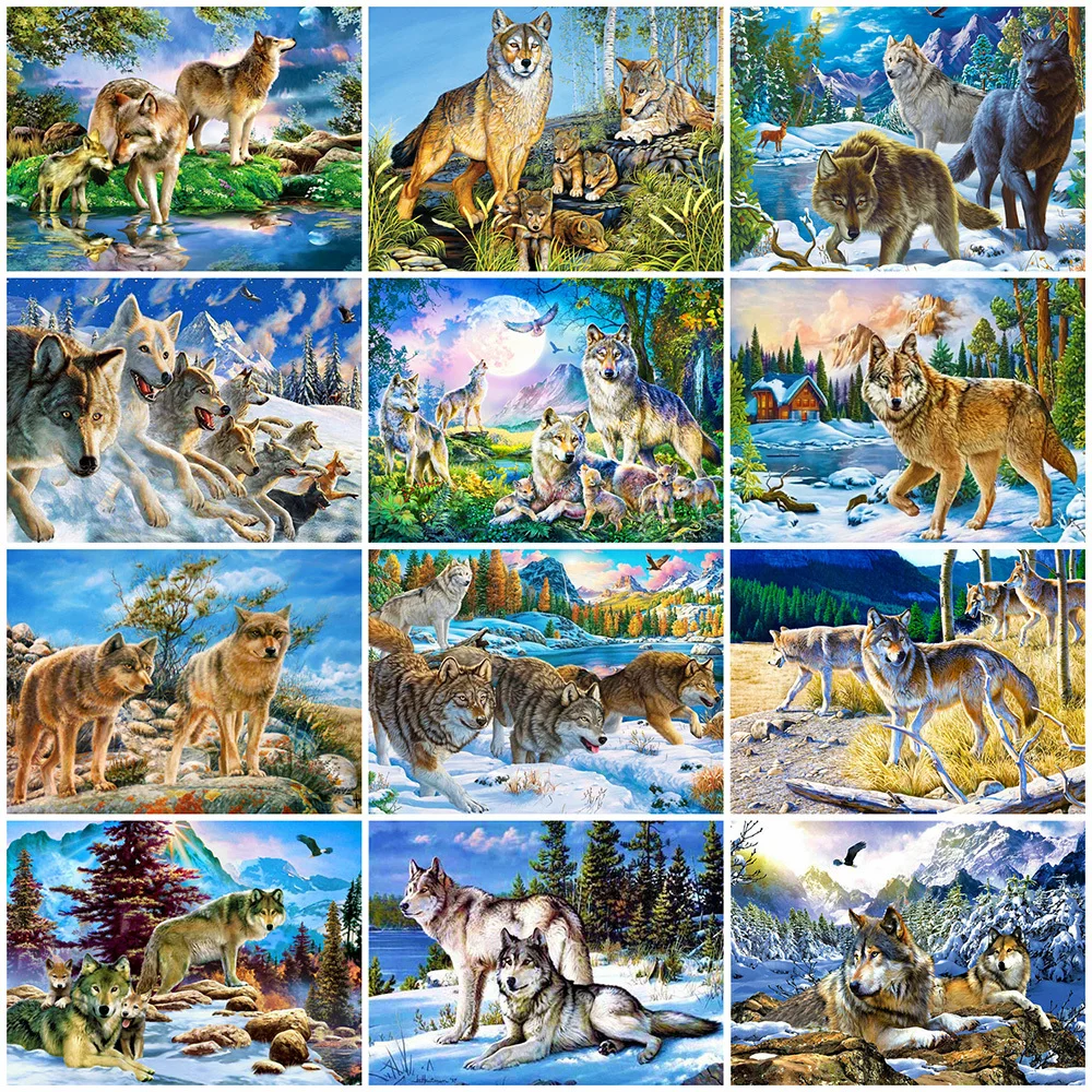 5D Diamond Painting Winter Animals DIY Diamond Embroidery Wolf Handmade Mosaic Full Layout Wall Art Cross Stitch Kits Home Decor