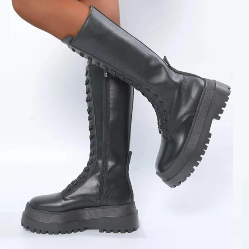 RIBETRINI 2023 Autumn New Arrival Luxury Brand Design mid-calf Boots Women Cool High Platform Boots Wedges Shoes Woman