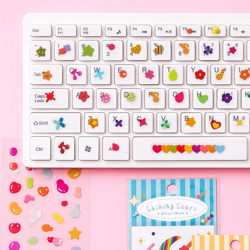 2 Sheets/Pack Colorful Stars and Hearts Decorative Stickers Diary