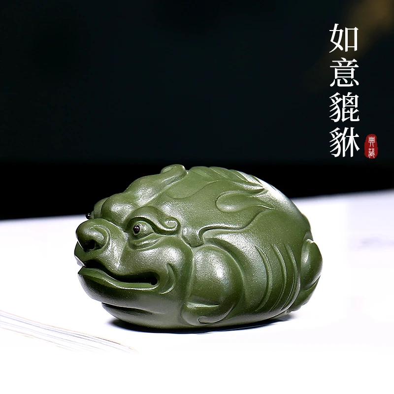 |yixing manual undressed ore purple sand tea pet sculpture trumpeter put ink chlorite satisfied the mythical wild animal