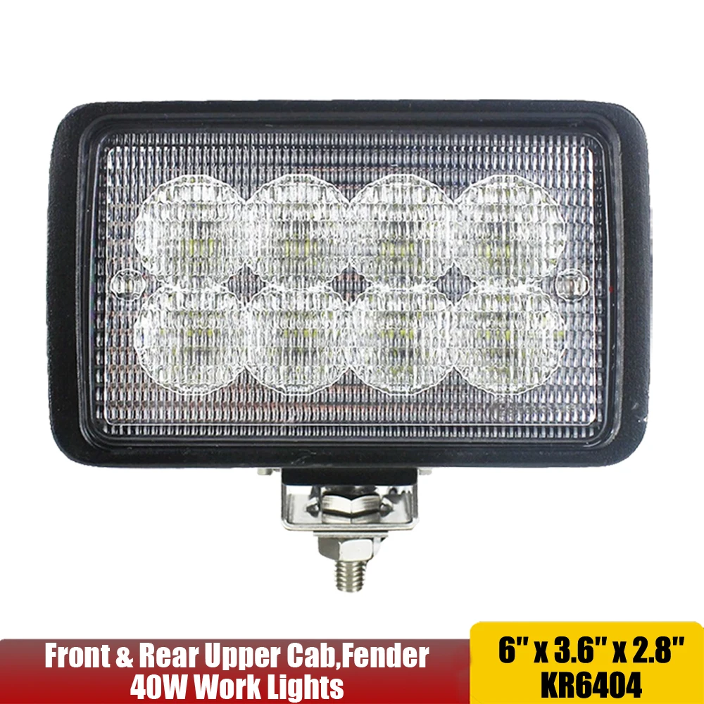 Bottom Mount Led Work Light 40W Rectangle Led Floodlamp For New Holland Tractor Rear Cab Light x2pcs