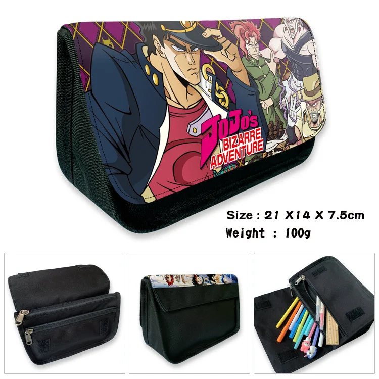 Anime JoJo Bizarre Adventure Cartoon Pencil Case Stationery Box Students Pen Pouch Female Cosmetic Make Up Bags