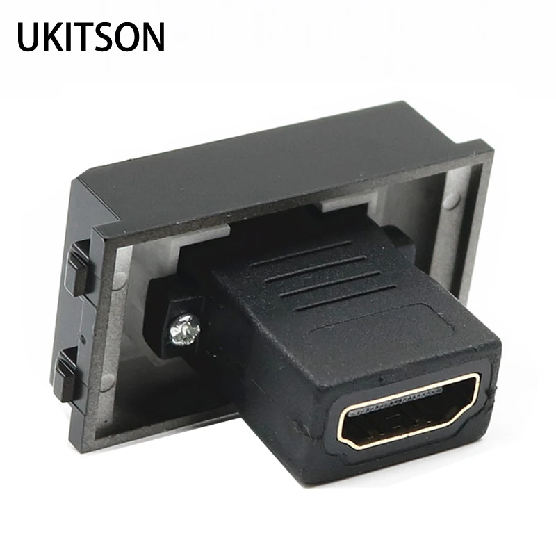 Female HDMI2.0 Modular Slot Dark Color Pass Through HDMI-Compatible Socket F/F HDMI Module For Projector DVD In Black