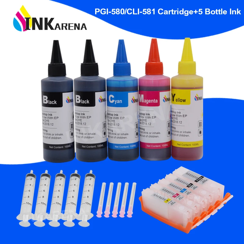 inkarena vazio recarga pgi580 cli 581 cartucho de tinta para canon pixma ts705 tr7550 tr8550 ts6150 ts8150 ts9150 pgi580 com tinta 01