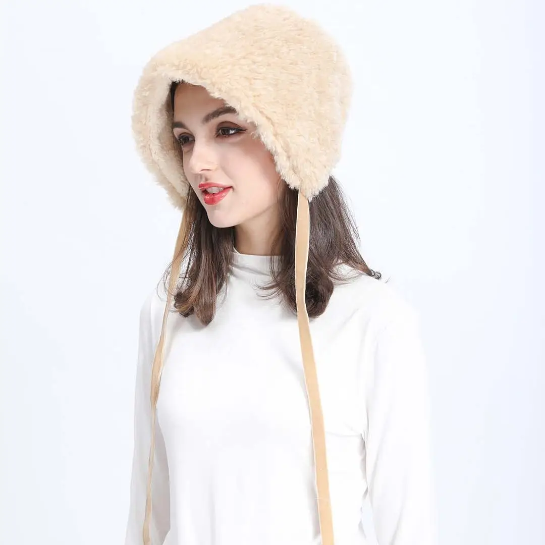 Trendy Women Bonnet Hat Winter Warm Soft Comfortable Vintage Style Elegant Faux Wool