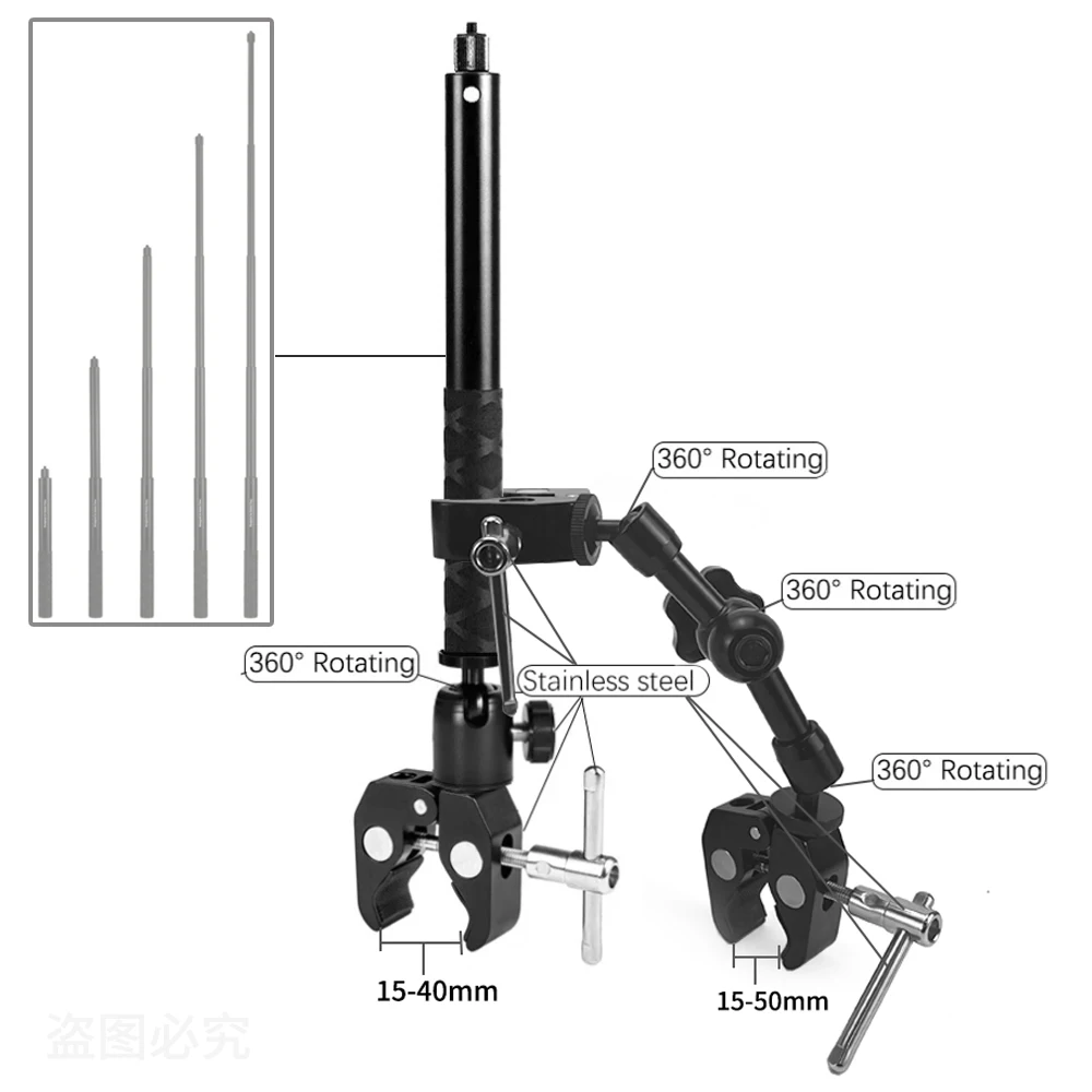 Motorcycle Bike Invisible Selfie Stick Monopod Handlebar Mount Bracket for GoPro Max 10 DJI Insta360 One X2 R Camera Accessories