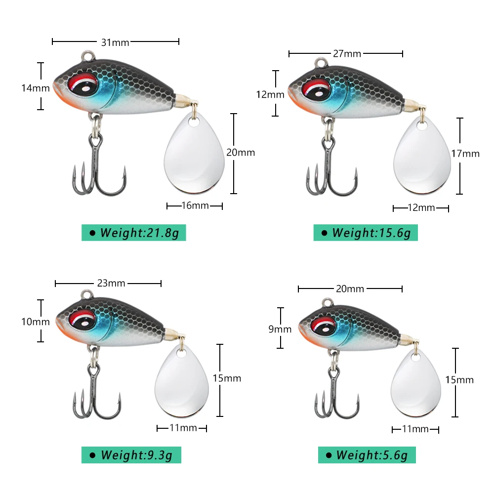 Jerry Puffer señuelo de Pesca de Metal VIB, cebo giratorio intermitente, cola de hoja, 5,6g, 9,3g, 15,6g, 21,8g, Wobbler, aparejos de Pesca