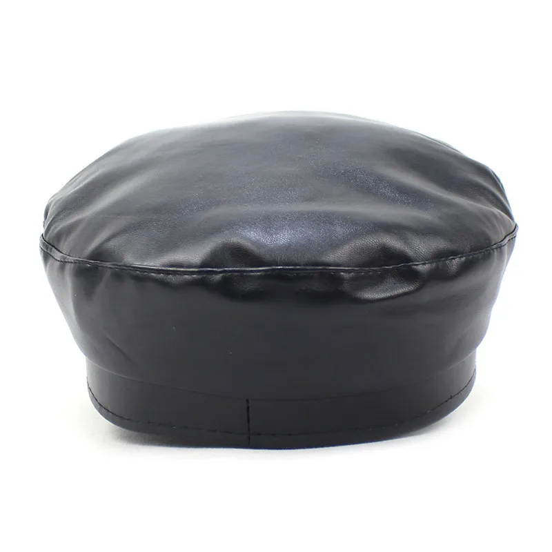 2022 Leather Girl and Women Solid Beret Octagonal Cap Autumn and Winter Painter Hat 17