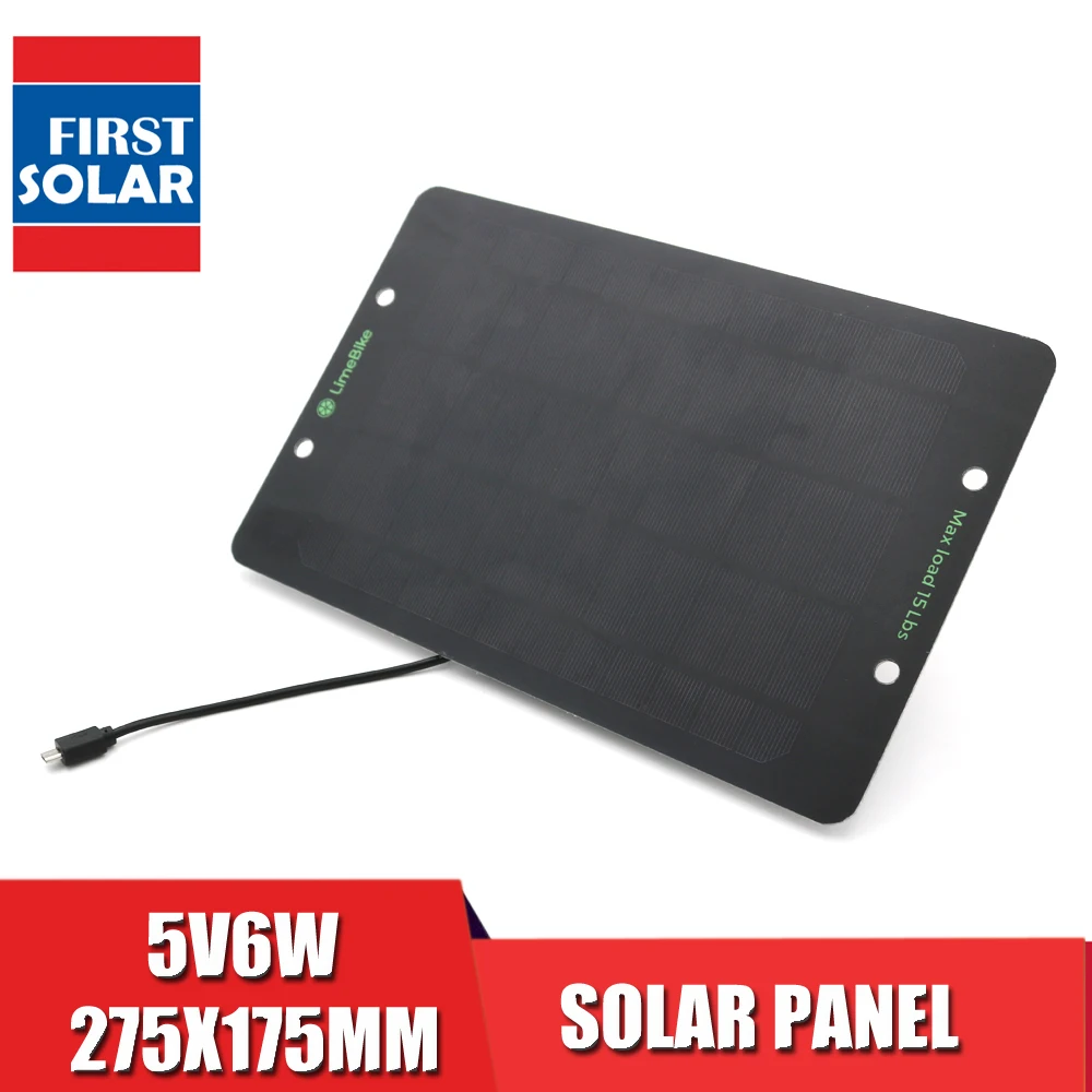 Solar Battery Charger Micro USB port 5V 1200mA Charge Regulators Solar Panel 6W Outdoor Power Li-ion Batteries Android