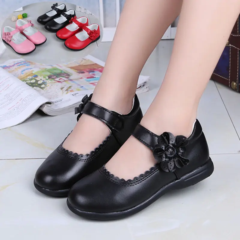 Red pink White Black Childrens Girls Leather Shoes Girls Princess Shoes kids school student Dress Shoes 4 5 6 7 8 9 10 11 12-15T