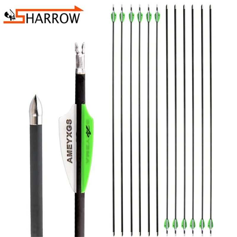 9pcs Shooting Competition Carbon Arrow Spine 600 32inch Pure Carbon Shaft Rubber Feathers for Bow Hunting Archery Accessories