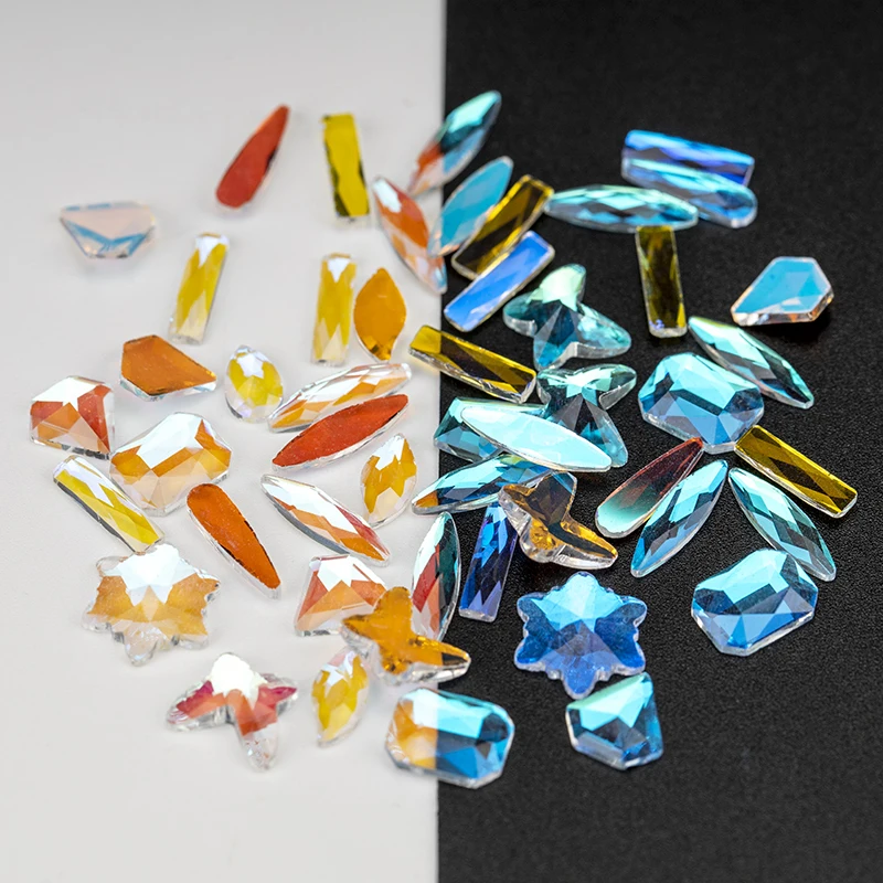 VDD Großhandel 500 Stück gemischte Formen Glas-Kristall-Nagelkunst-Flachrückseite-Strasssteine, Glitzer, zum Aufkleben, glänzende DIY-Dekoration – Detail 15