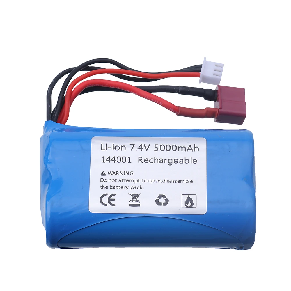 Batteria agli ioni di litio da 7.4 V per Wltoys 144001 12428 batteria per auto RC 3000mah aggiornamento 5000mah 7.4 V batteria al litio per auto Rc camion barche