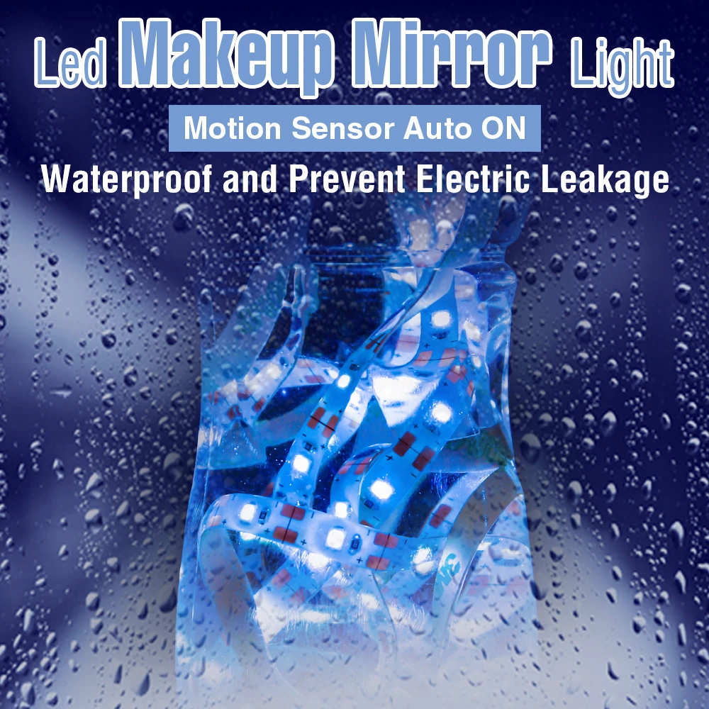 Lampu Cermin Rias LED Sensor Gerak Garis Lampu Rias LED USB Dapat Diredupkan Pita Lampu Rias PIR Lampu Meja Rias Fleksibel DC5V