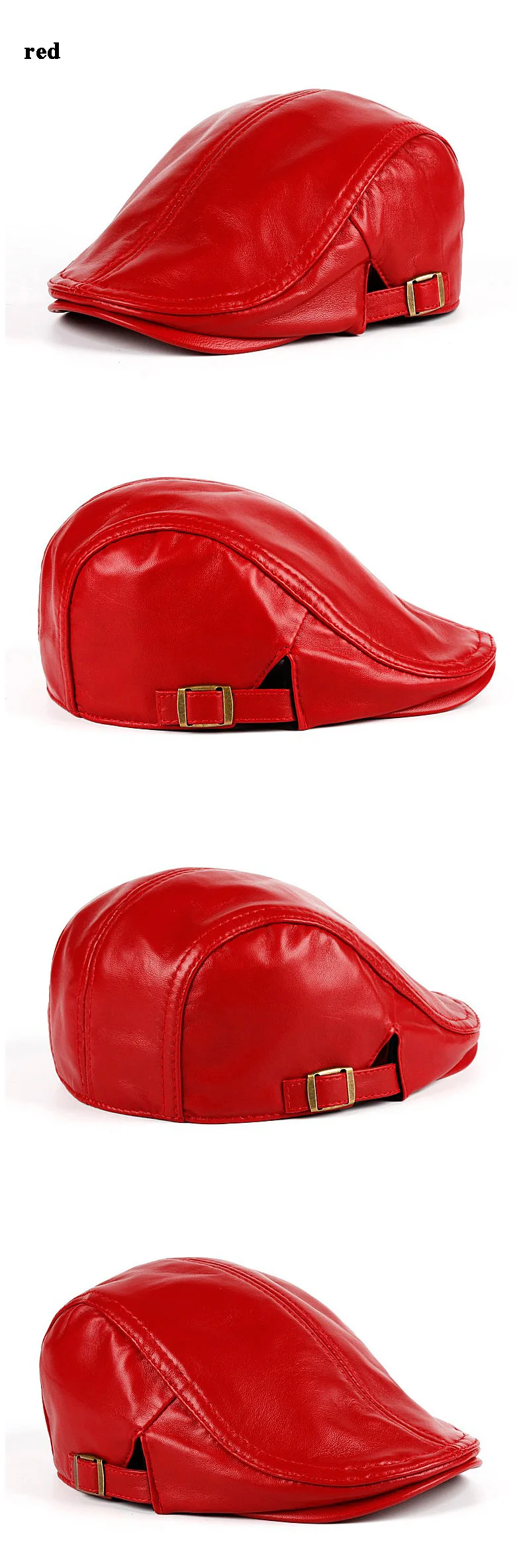 Frühling Frauen/Männer Echtes Leder Dünne Baskenmütze Hüte Damen Koreanische Mode Boina Rosa/Rot/Weiß Kappen Mujer casual Casquette – Detail 4