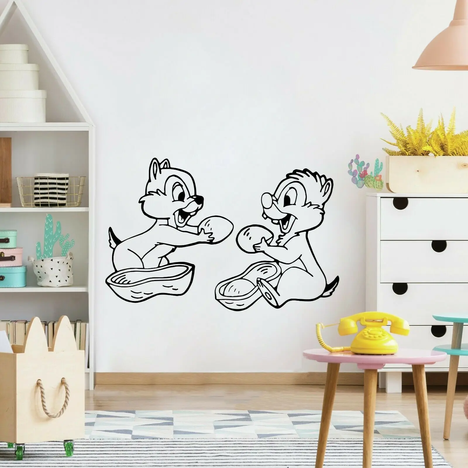 Cartoon Chipmunk Wall Decals Friendly Cute Animals Kids Bedroom Nursery Home Decor Door Window Vinyl Art Stickers Wallpaper Q389