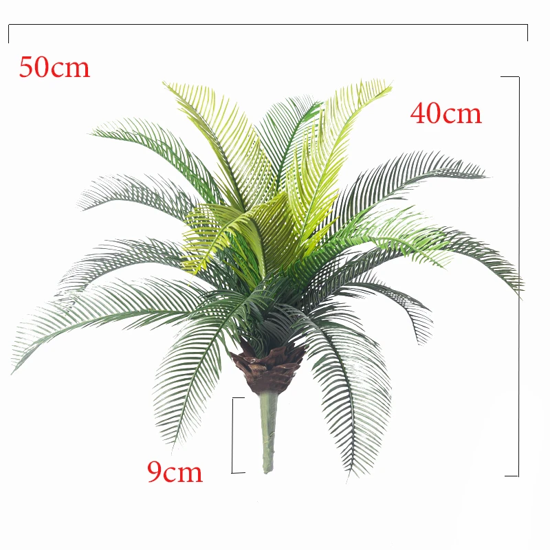 45cm Large Artificial Palm Tree Branch Tropical Fake Cycad Plants Plastic Coconut Tree Leafs For Home Garden Party Wedding Decor