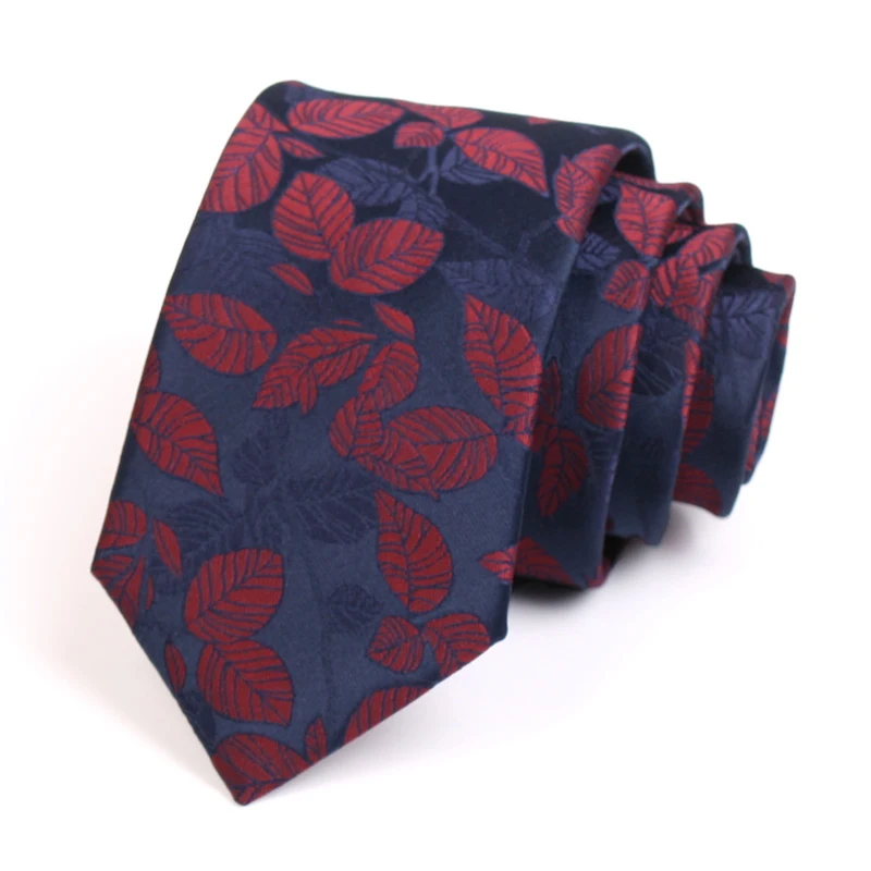 

2020 New Design Fashion Causal Leaf Print Ties High Quality 7CM Navy Blue Tie For Men Business Suit Work Necktie With Gift Box