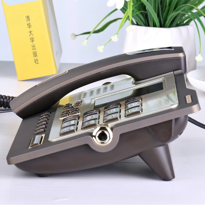 High quality Business fixed Phone  Caller ID Telephone  PBX Office Phone home landline black coffee mute big LED screen