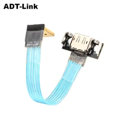 Newest Displayport Ribbon Extension Cable Male-Female Flat Metal Shielding FPC DP To DP Adapter 90 Degree Angled 1.2 1.4 Version