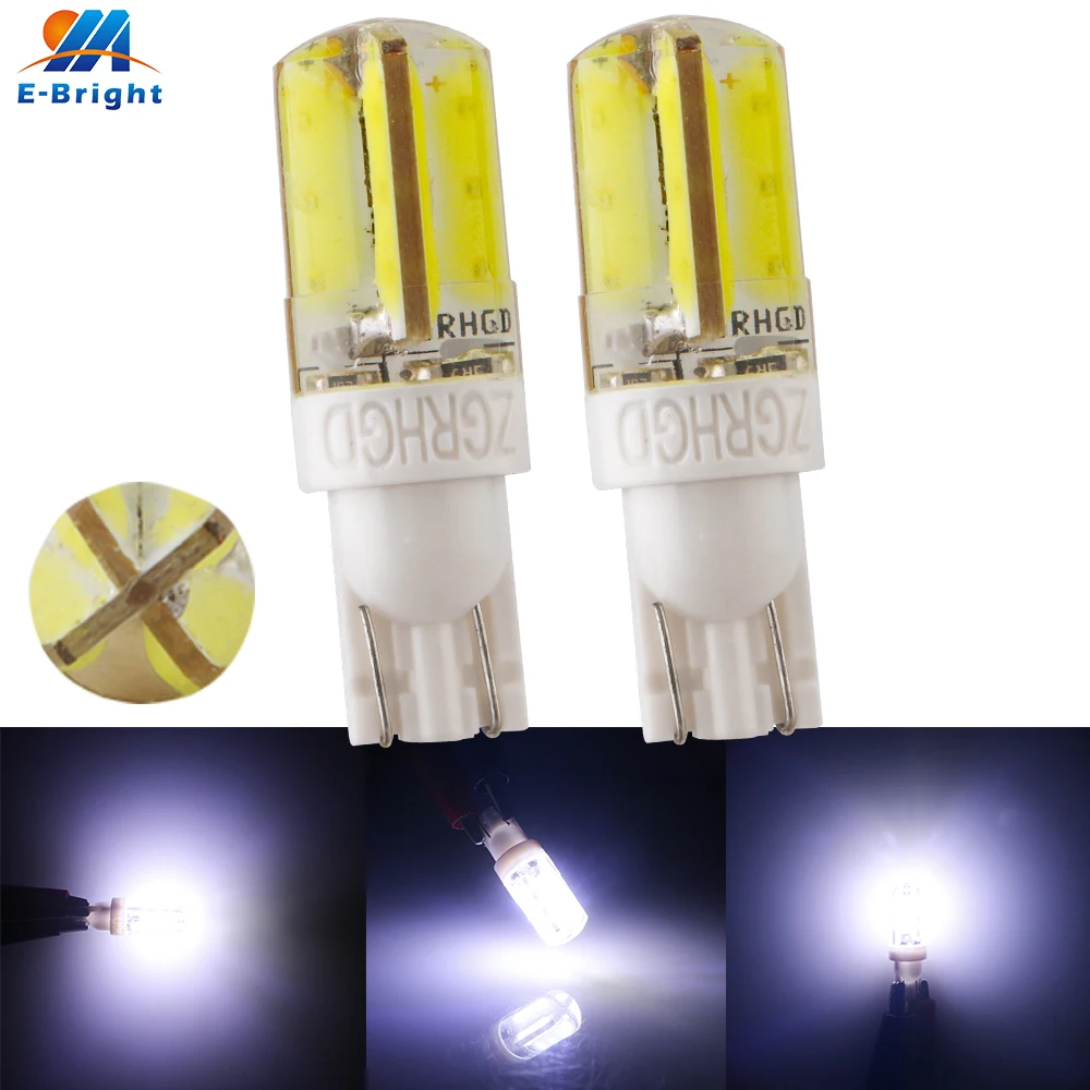 4pc DC 12V T10 W5W COB 24 SMD Silica LED Bulbs Car Indicator Reading Door Side marker Corner Lights White 125LM 10000K