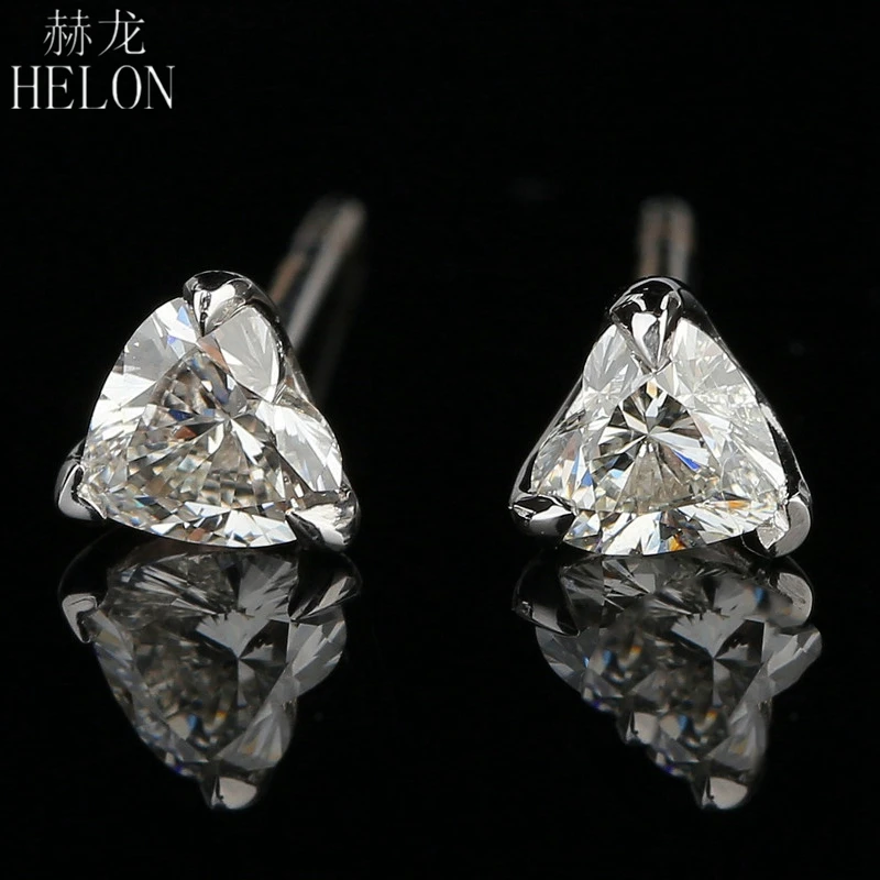 

HELON Moissanite Earrings Real 18k White Gold Heart Cut Lab Grown Moissanite Diamond Engagement Stud Earrings Women Fine Jewelry