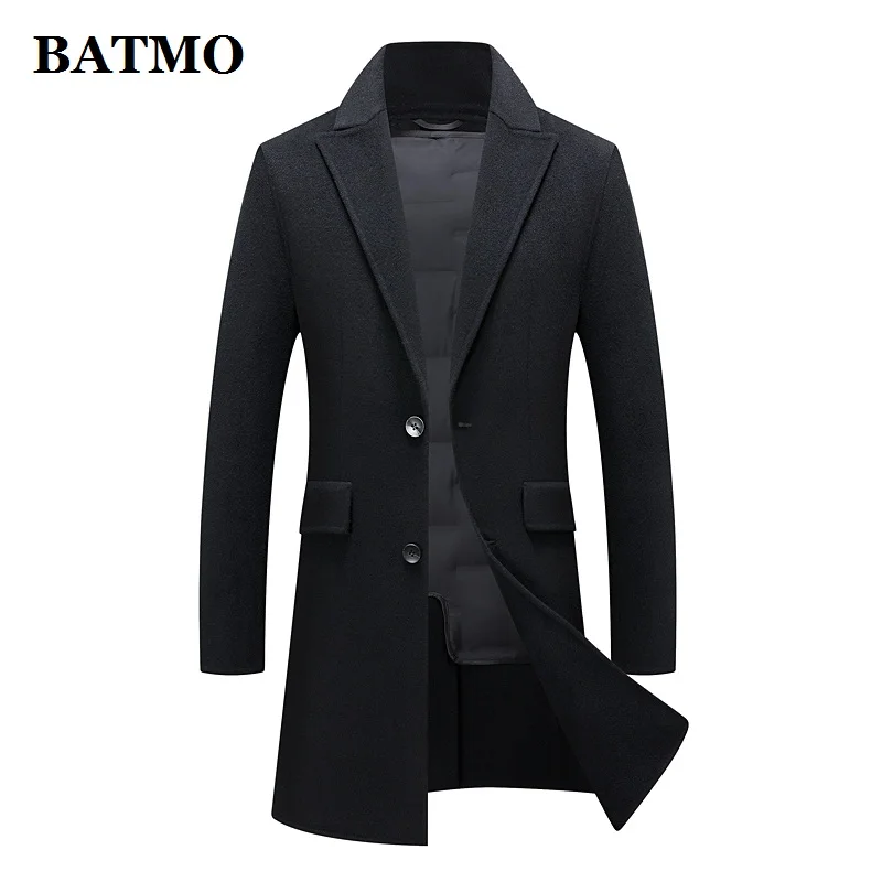 

BATMO 2023 new arrival winter 100% wool trench coat men,90% white duck down liner jackets,Overcoat size M-4XL 2291