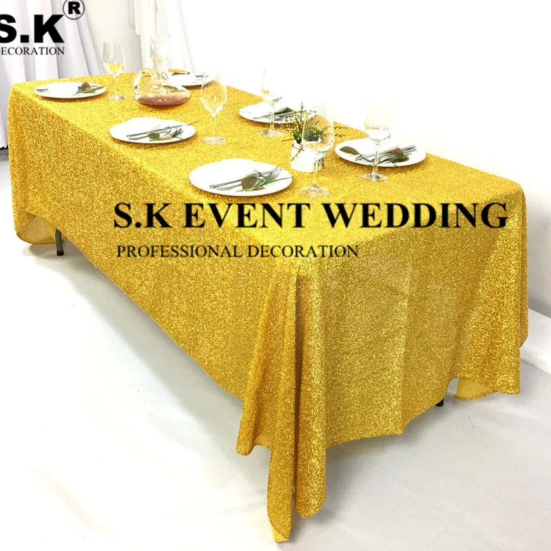 Golden Onion Fabric Shiny Sequin Table Cloth Glitter Rectangle Tablecloth Wedding Event Party Decoration