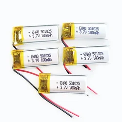 5 X PCS 3.7V 100mAh Lithium Polymer LiPo Rechargeable Battery 501025 For Mp3 Headphone Recorder Bluetooth Headset Smart watch