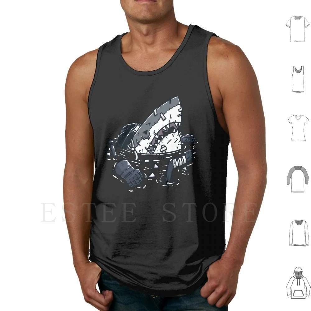 The Shark Tank Tops Vest Shark Great White Hockey Hockey Fighter Scars Bandages Cuts Teeth Missing Teeth Black Eye