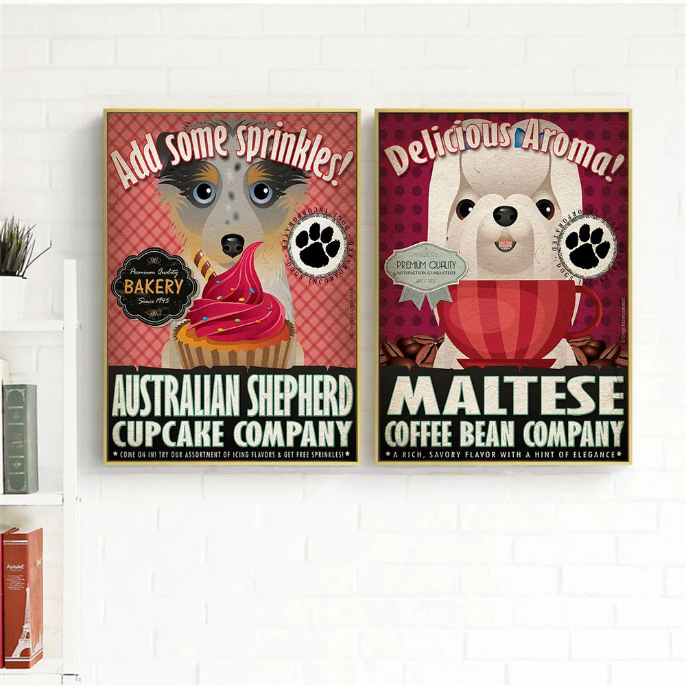 Póster artístico en lienzo, Cocina, perro, animales, añade algunas chispas, decoración para sala de estar, arte de pared, decoración para habitación de niños, mascotas pug
