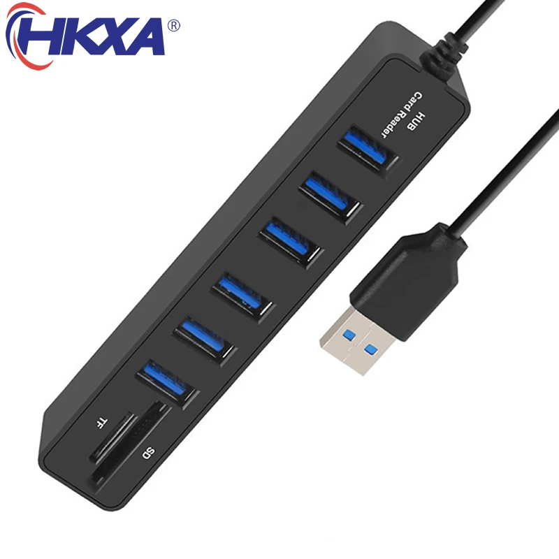 USB Hub 6 Ports Expander Adapter USB 2.0 Hub Multi USB Splitter 2.0 Hab 2 Hub 2.0 Multiple USB2.0 USB-Hub Card Reader for PC