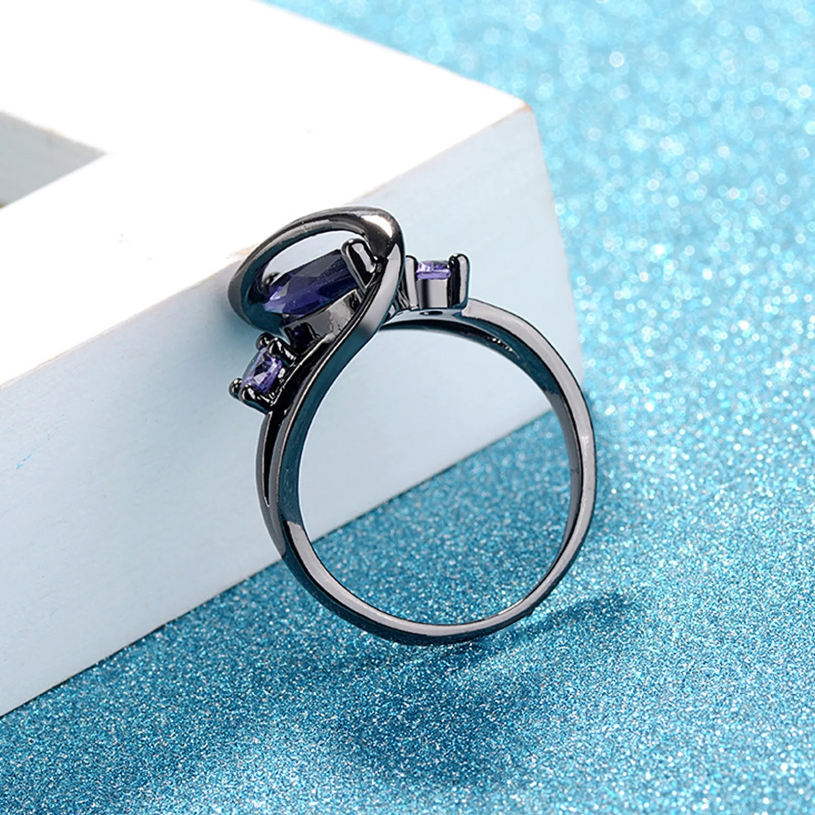 Creative Gothic Rings For Women Punk Purple Zircon Men Ring Halloween Gifts Wholesale Retro Fashion Personality Jewellry Gift