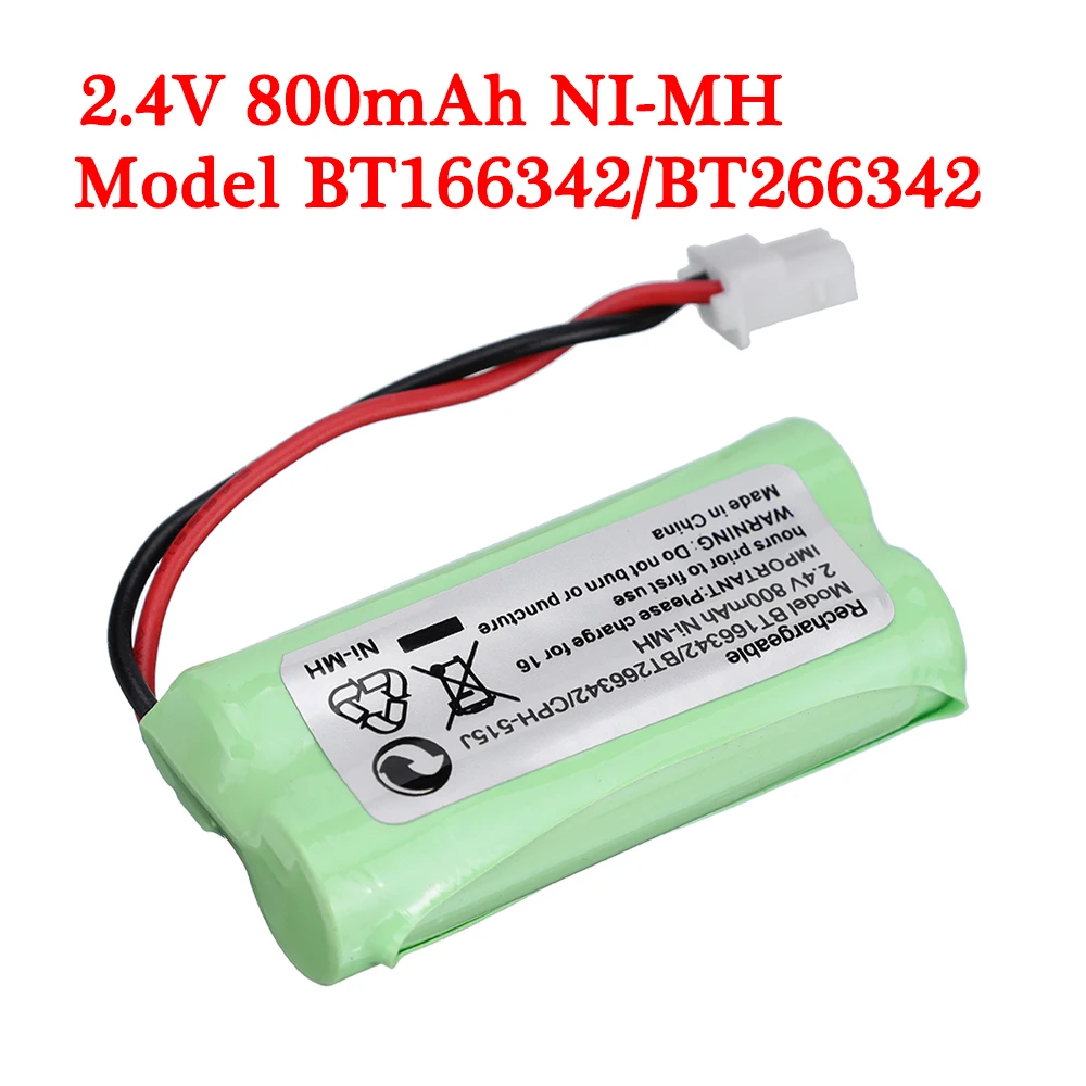 Перезаряжаемый аккумулятор NiMH для рации AT&T BT166342 BT266342 CPH-515J CL80100 BT1183342, 2,4 В, 800 мАч