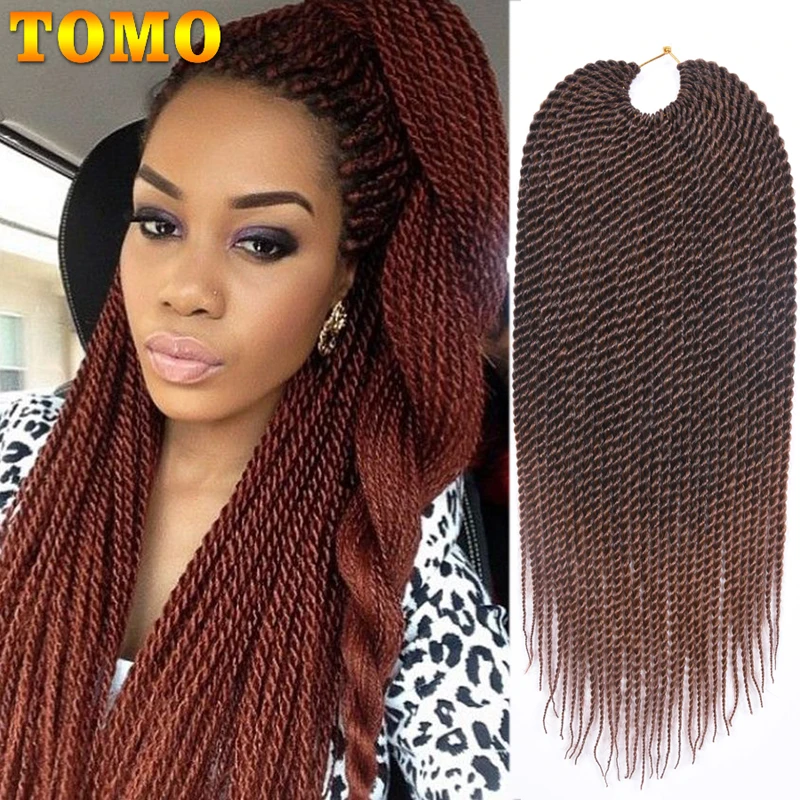 TOMO-extensiones de cabello sintético senegalés para mujer, trenzas de ganchillo de 14, 16, 18, 20 y 22 pulgadas, 30 raíces por paquete, 16 colores, cabello torzado trenzado