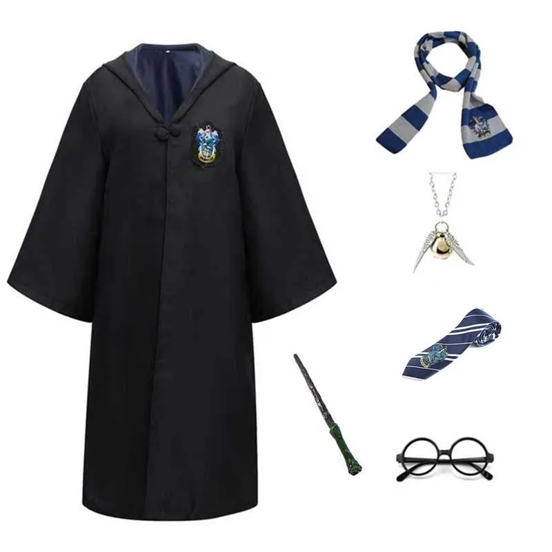 Kids Adult Potter Costume Hufflepuff Slytherin Cloak Hermione School Uniform Women Men Halloween Costume Cosplay