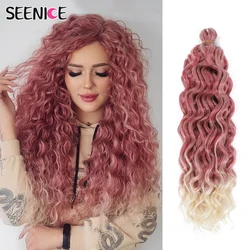 Extensiones de cabello trenzado con ondas oceánicas para mujer, trenzas de ganchillo, pelo sintético Afro rizado Hawaiano, degradado, Rubio, trenza de onda de agua