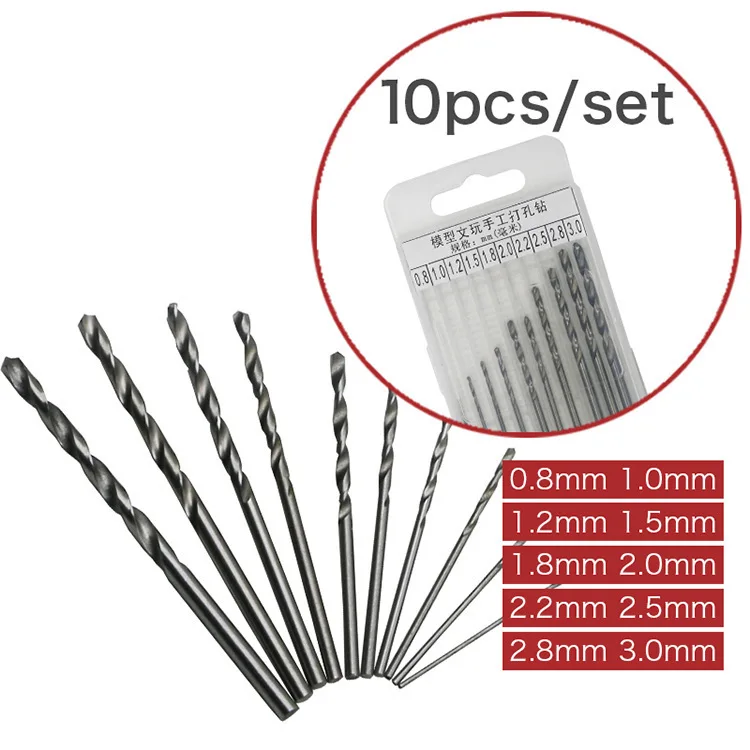 Juego de brocas helicoidales HSS, herramienta rotativa Dremel, vástago recto, Mini juego de brocas de mano, 10 piezas/25 piezas, 0,8-3,0mm