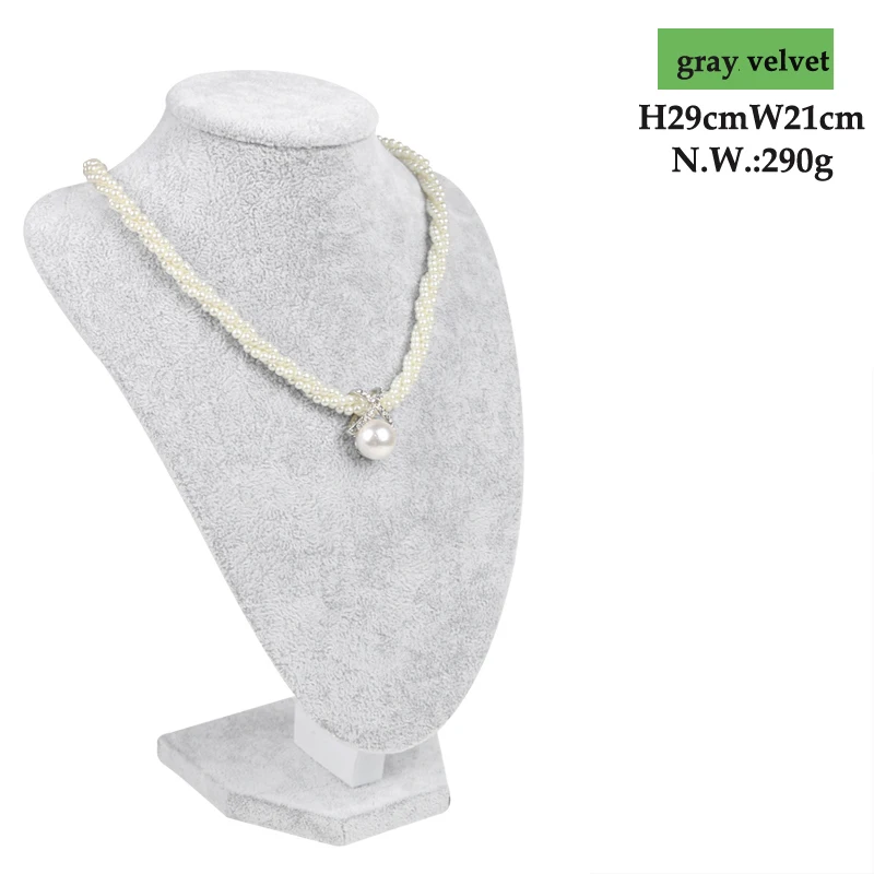 Gray Velvet  Model Bust Show Jewelry Necklace Earring Display Pendants Mannequin Jewelry Stand Organizer