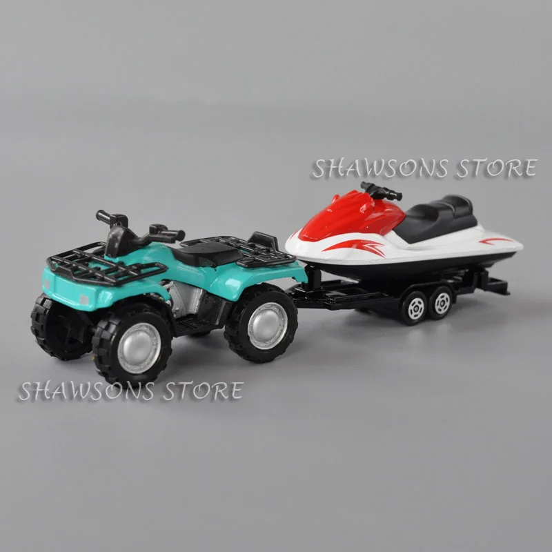 1:36 Diecast Metal Quad ATV With Jet-Ski Trailer Model Toys Miniature Replica