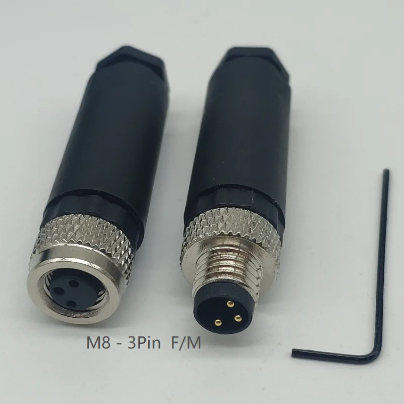 M8 Sensor Connector Screw Threaded Plug Coupling Male Female Straight Angle 3 4 Pin Aviation Industry Machines Eletrical Adapter