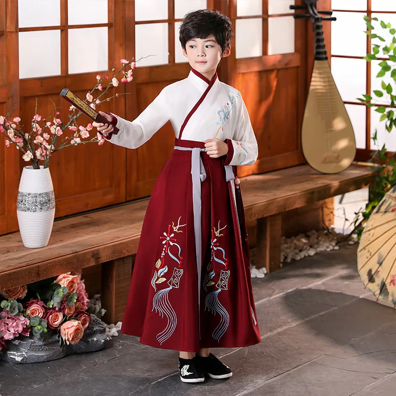 

2021 New Children's Costume Elegant And Handsome Hanfu Boy Child Wear Tang Suit Three-character Canon Recitation Costume