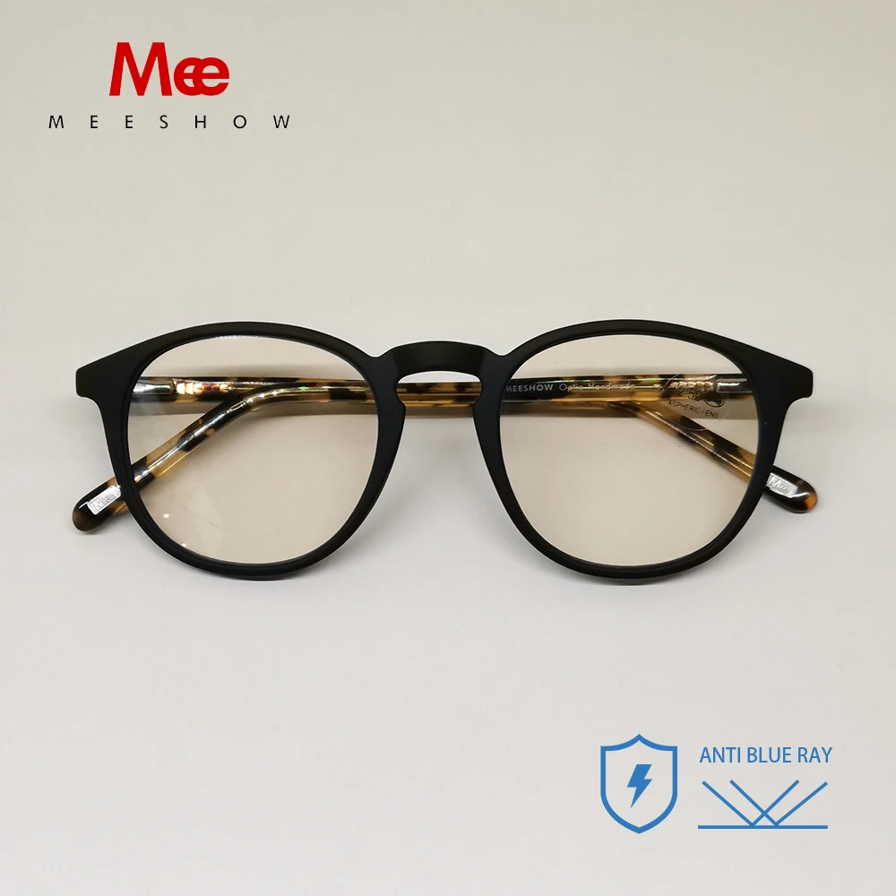 

Meeshow Anti Blue Ray Reading Glasses 2020 Acetate blue blocking Advanced Eyeglasses Men Women Computer Lens With diopter 7921BK